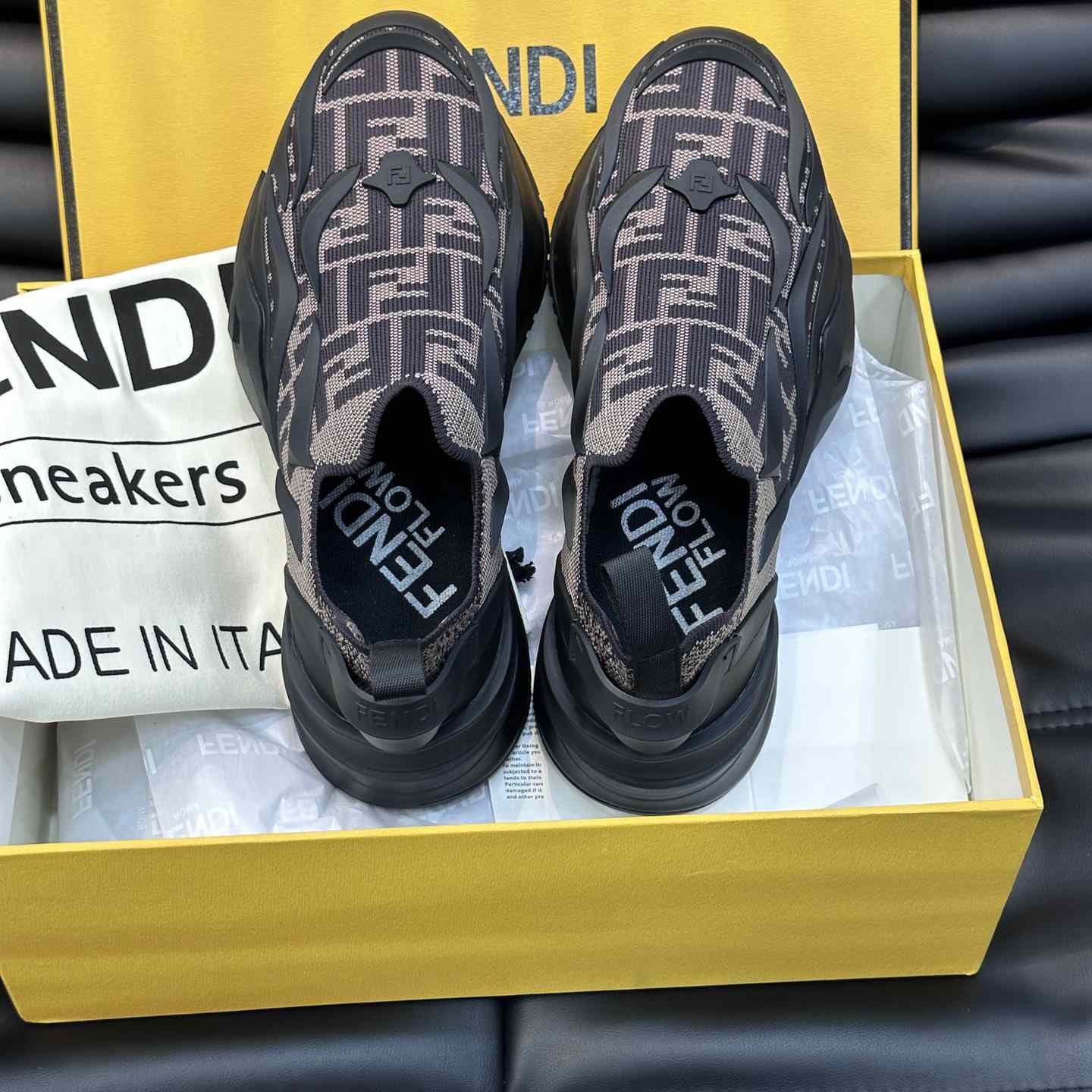 Fendi Flow Brown Mesh Running Sneakers - DesignerGu