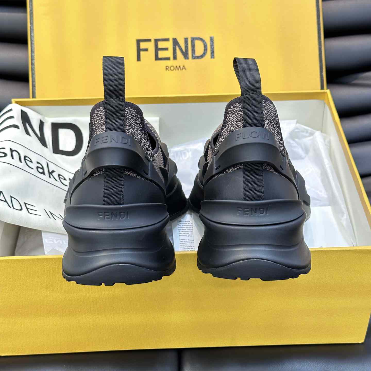 Fendi Flow Brown Mesh Running Sneakers - DesignerGu