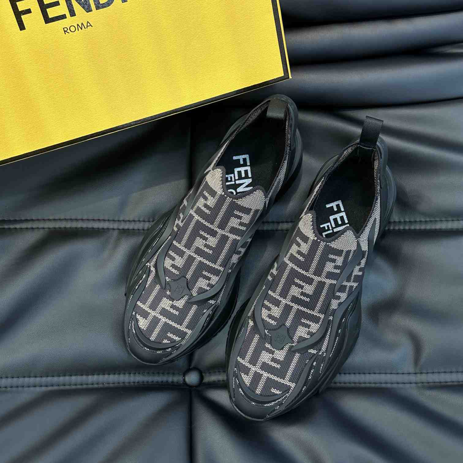 Fendi Flow Brown Mesh Running Sneakers - DesignerGu