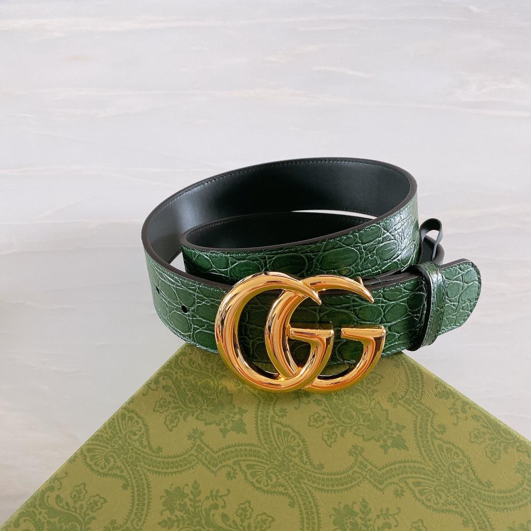 Gucci GG Marmont Caiman Belt with Shiny Buckle
