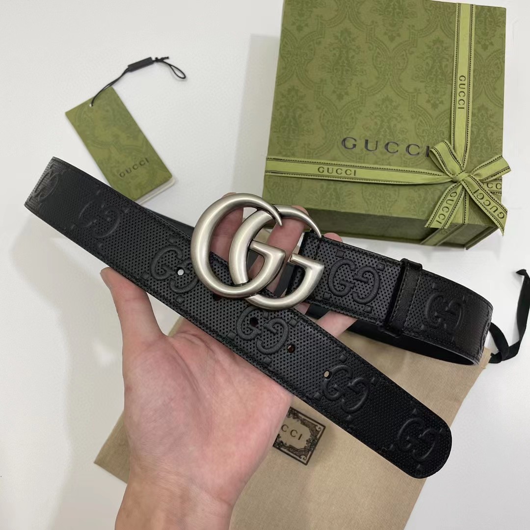 Gucci Leather Belt With Maxi GG - DesignerGu