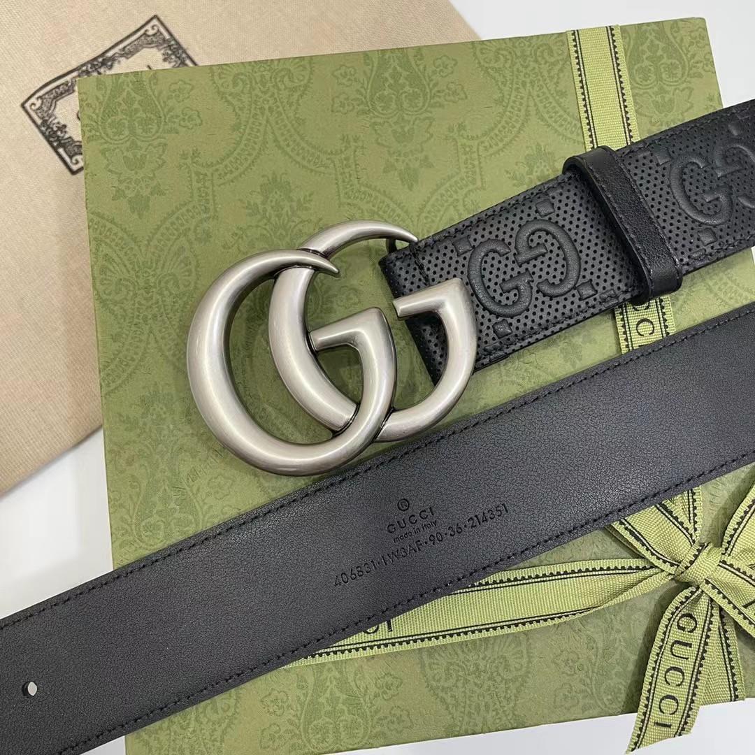 Gucci Leather Belt With Maxi GG - DesignerGu