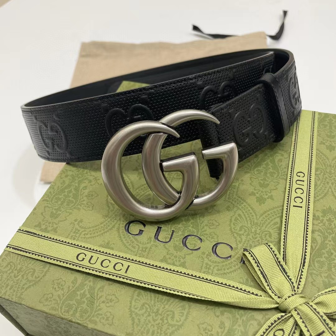 Gucci Leather Belt With Maxi GG - DesignerGu