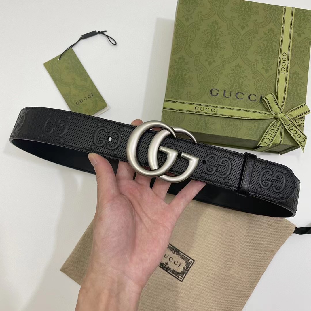 Gucci Leather Belt With Maxi GG - DesignerGu