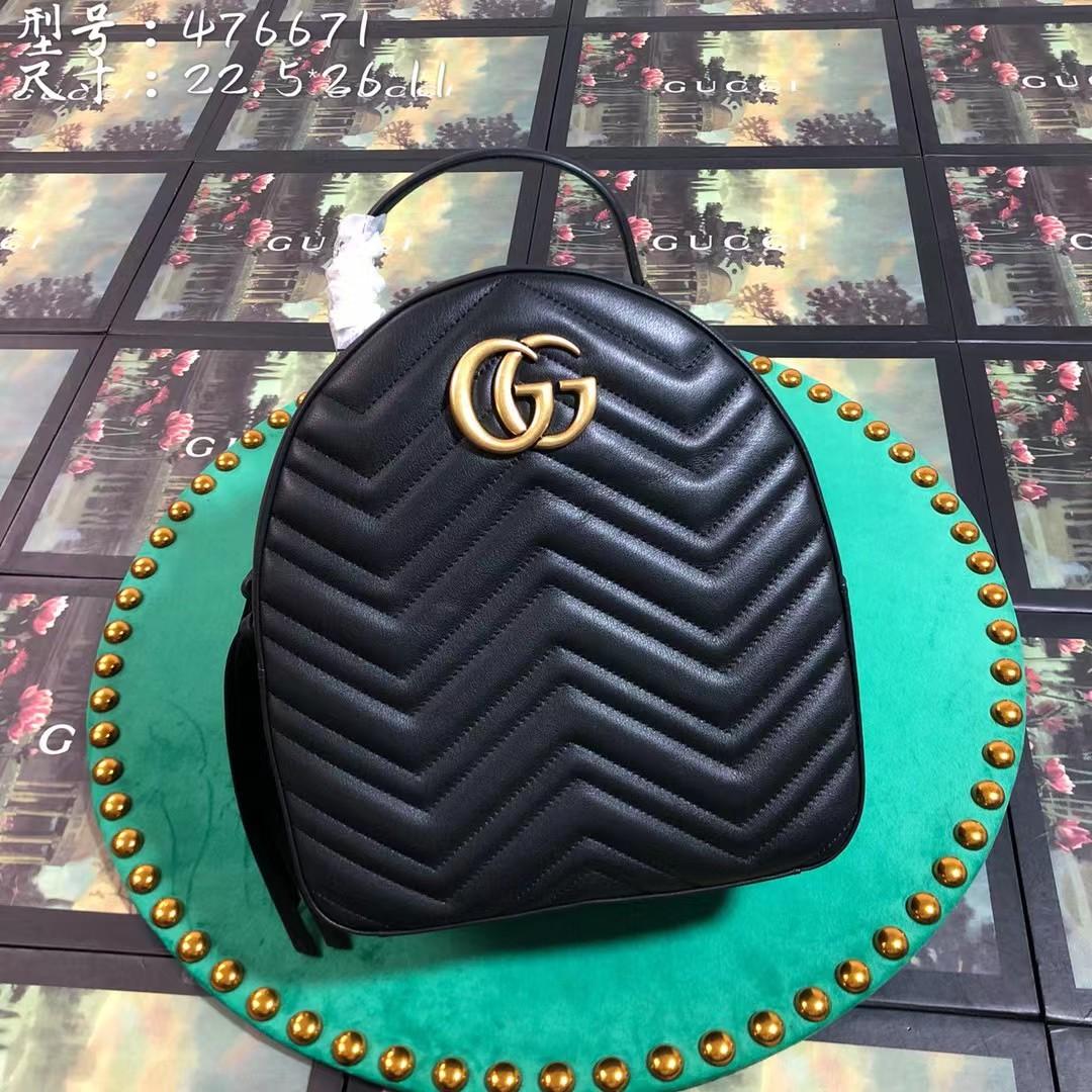 Gucci GG Marmont Leather Backpack (22-5-26cm)   476671 - DesignerGu