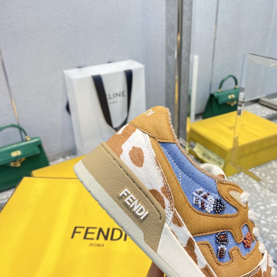 Fendi Match Blue Denim Low-tops Sneakers - DesignerGu