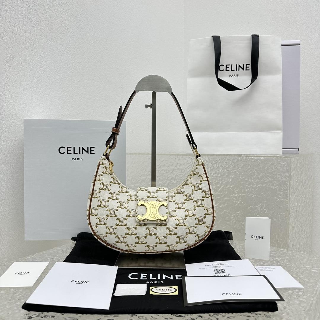 Celine Ava Triomphe Soft Bag In Triomphe Canvas And Calfskin - DesignerGu