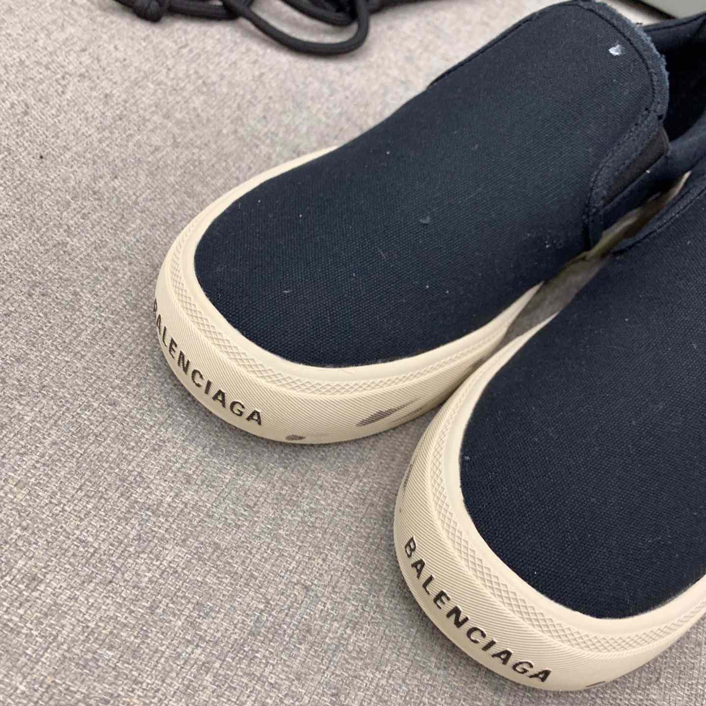 Balenciaga Paris Slip On Graffiti Sneaker In Black - DesignerGu