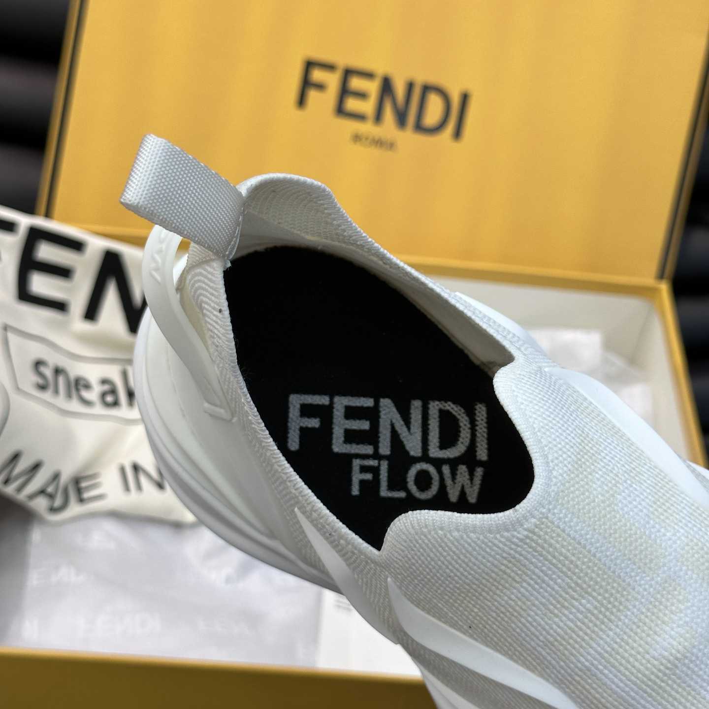 Fendi Flow White Mesh Running Sneakers - DesignerGu