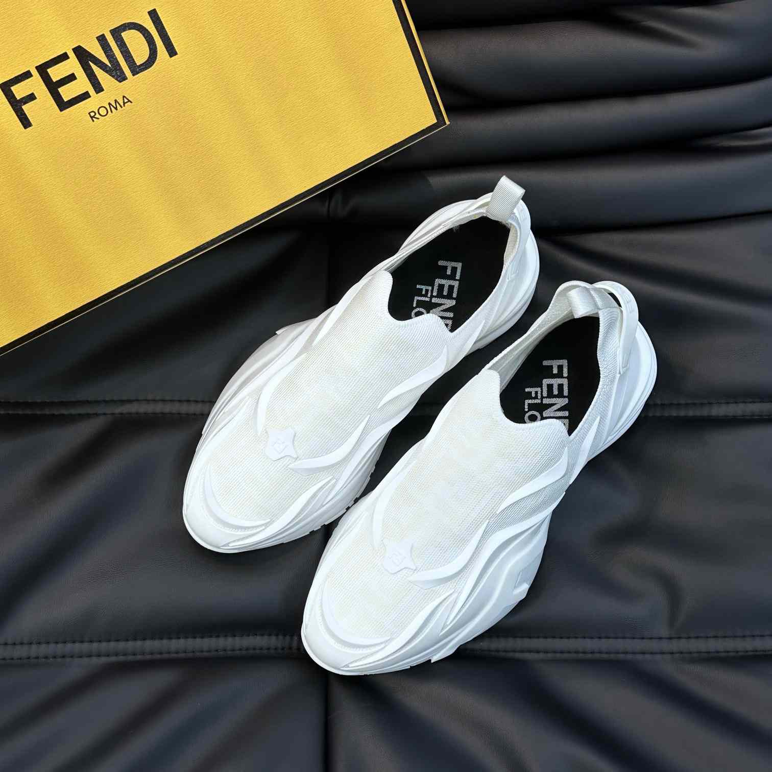 Fendi Flow White Mesh Running Sneakers - DesignerGu