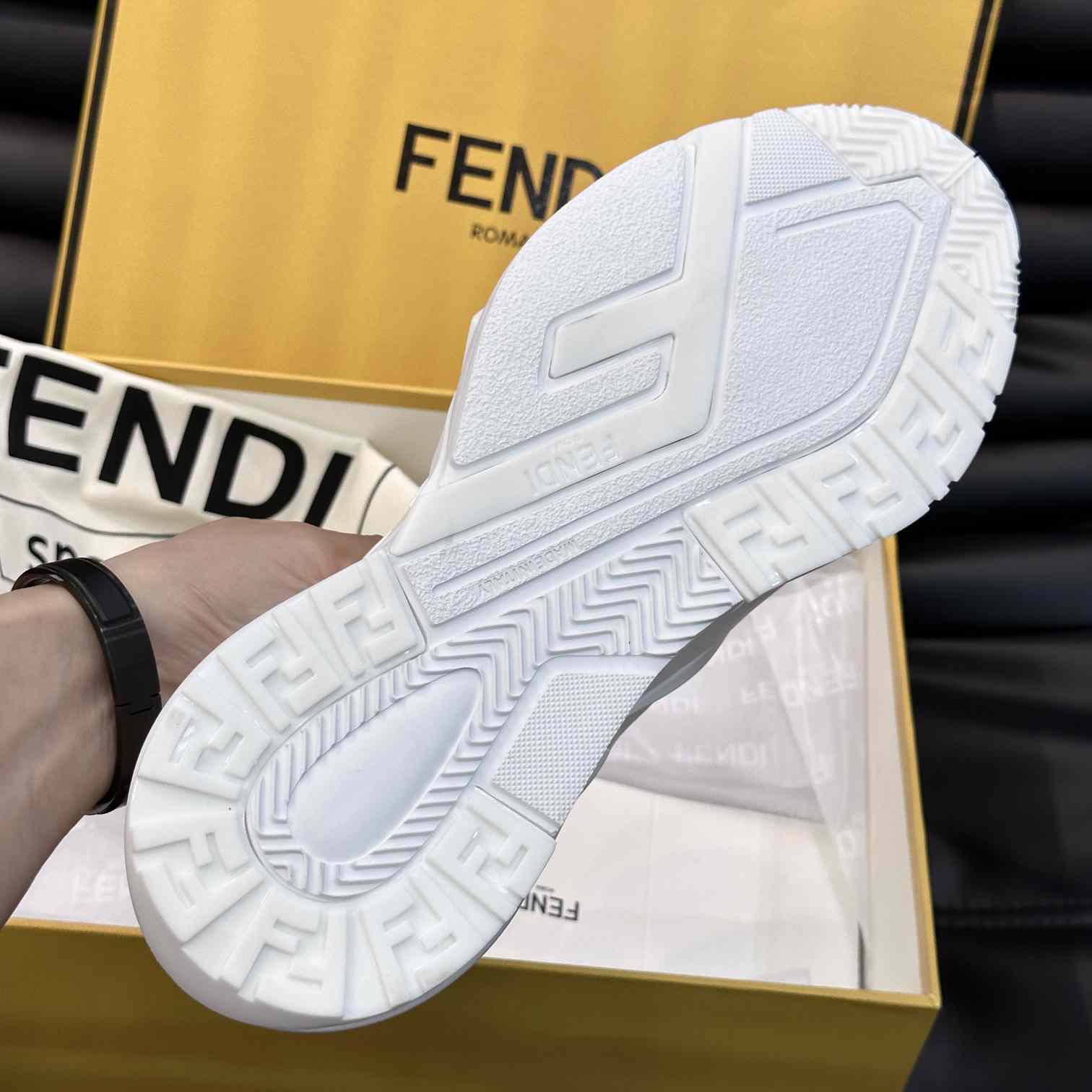 Fendi Flow White Mesh Running Sneakers - DesignerGu