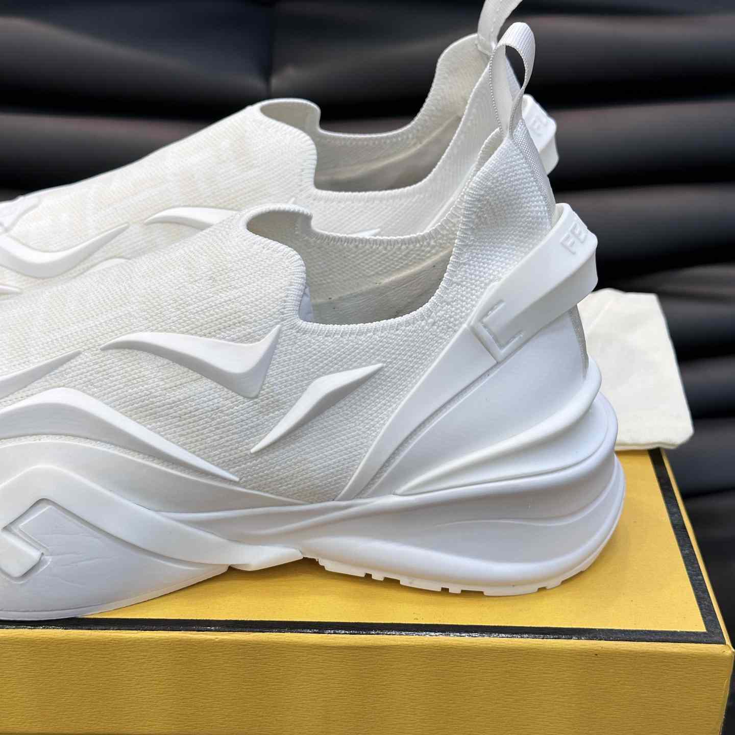 Fendi Flow White Mesh Running Sneakers - DesignerGu