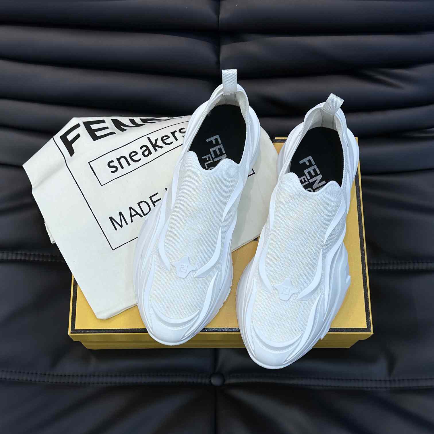 Fendi Flow White Mesh Running Sneakers - DesignerGu