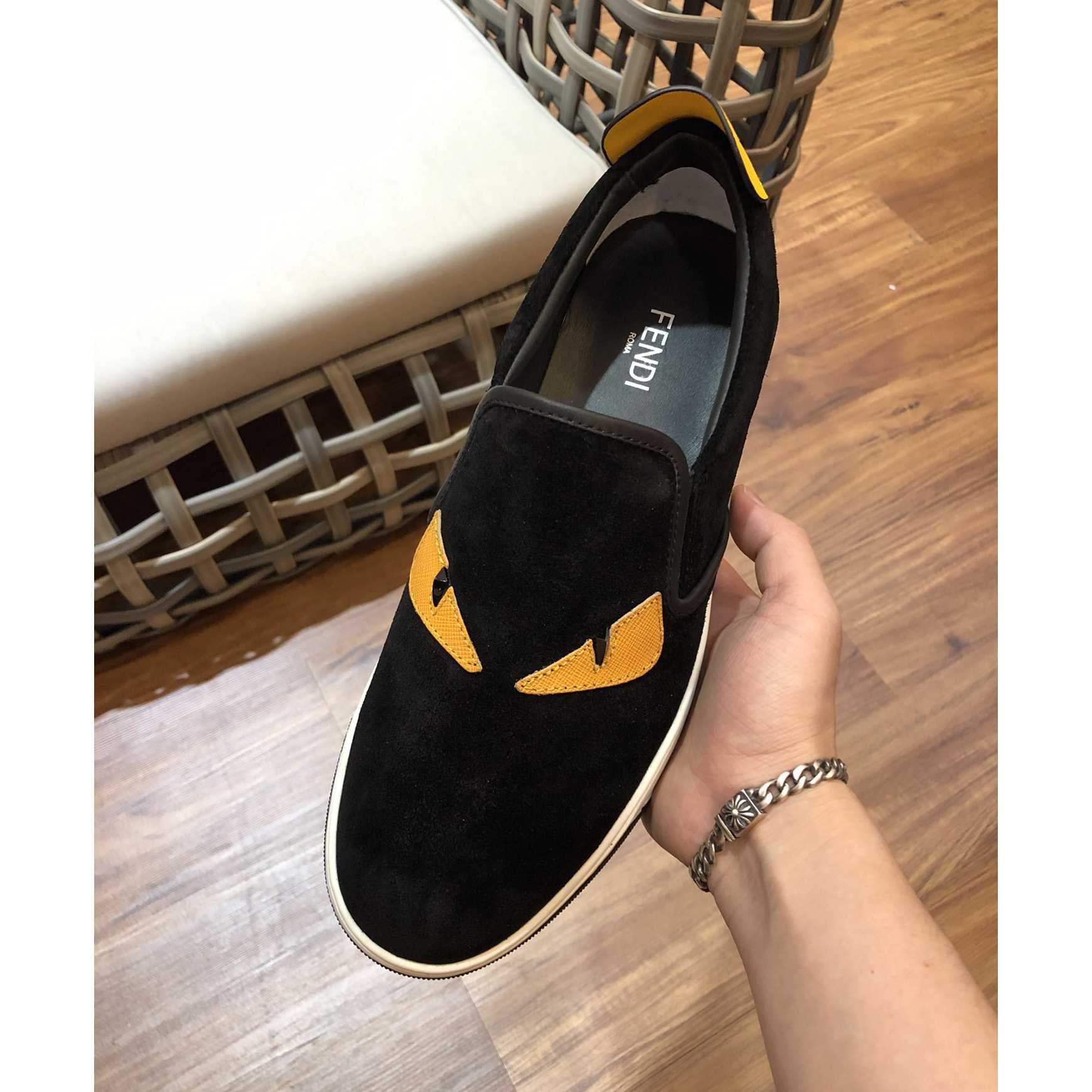 Fendi Men's Black Loafer Monster Eyes - DesignerGu