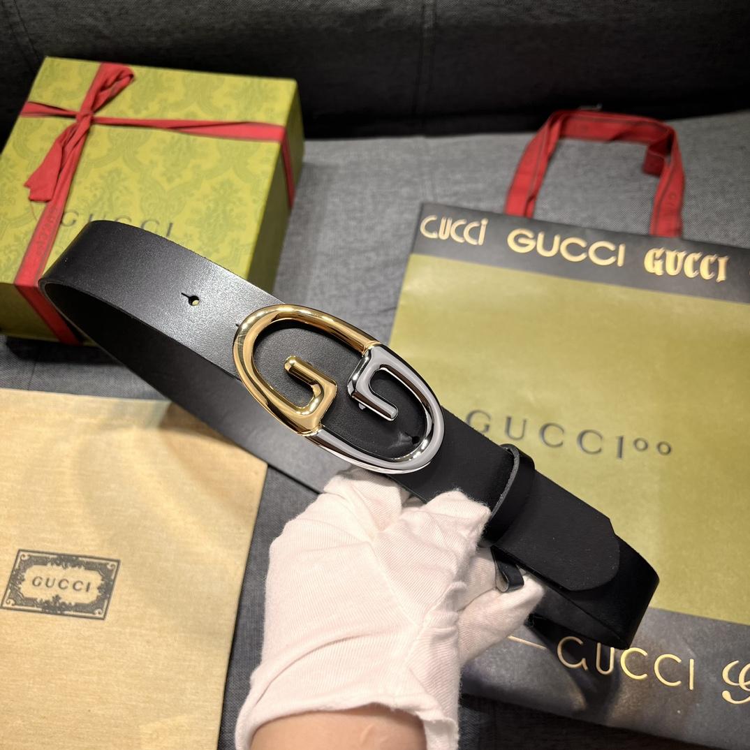 Gucci Belt With Two-toned Metal Buckle - DesignerGu