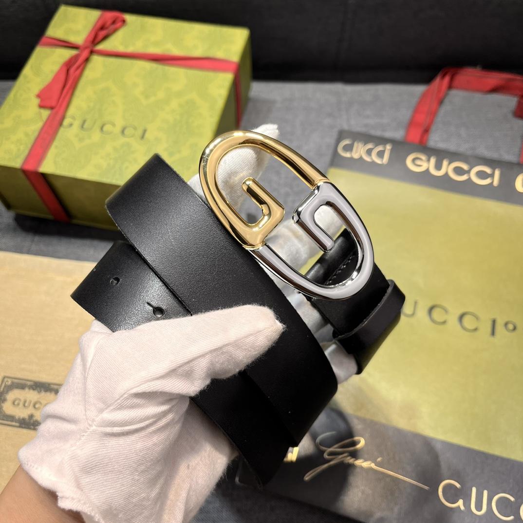 Gucci Belt With Two-toned Metal Buckle - DesignerGu