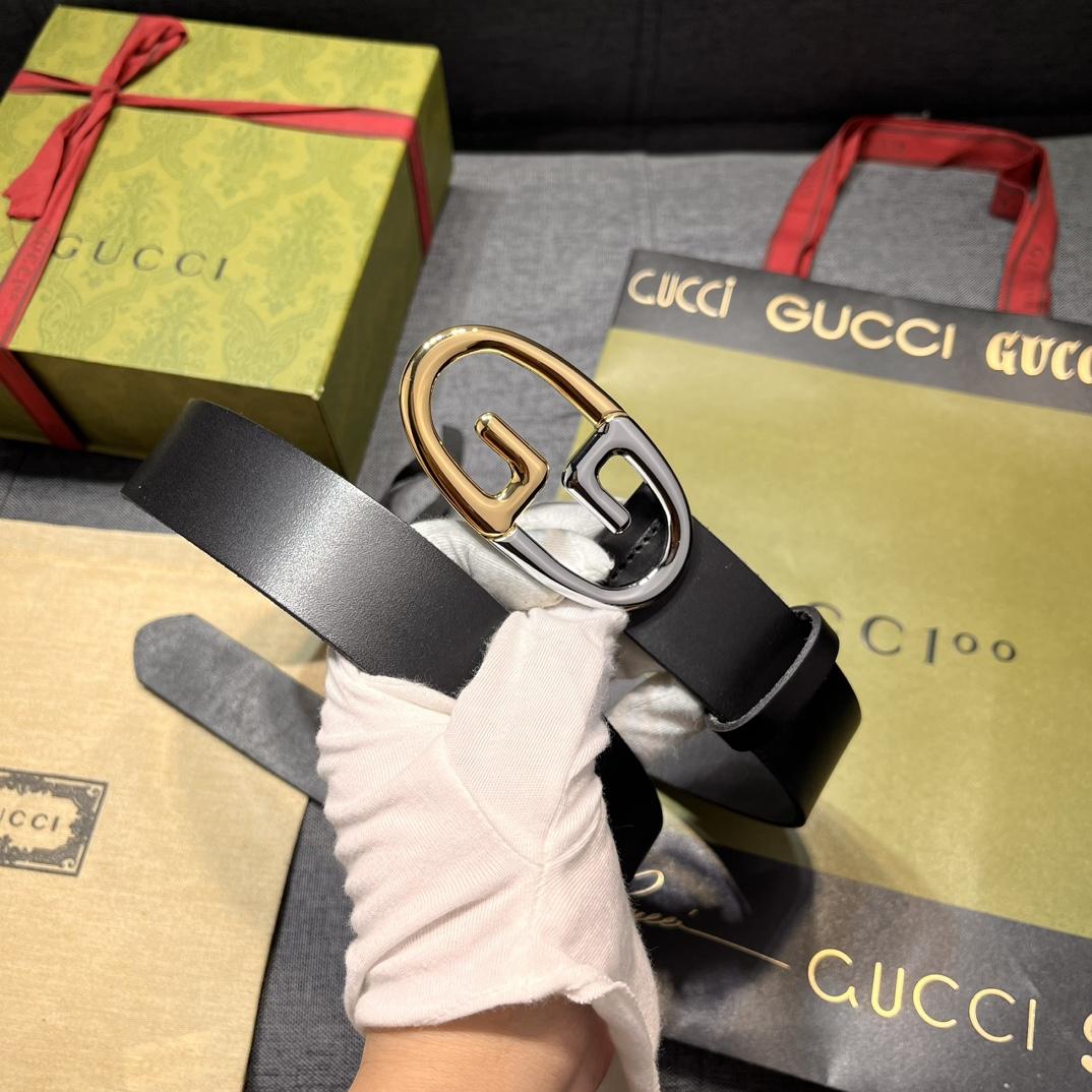 Gucci Belt With Two-toned Metal Buckle - DesignerGu