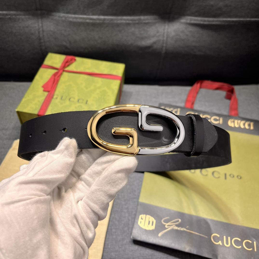 Gucci Belt With Two-toned Metal Buckle - DesignerGu