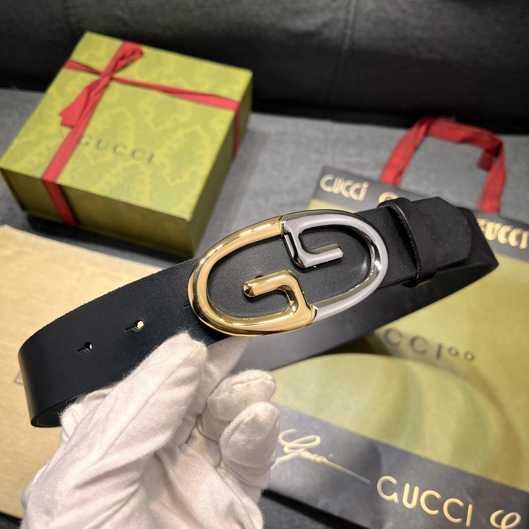 Gucci Belt With Two-toned Metal Buckle - DesignerGu