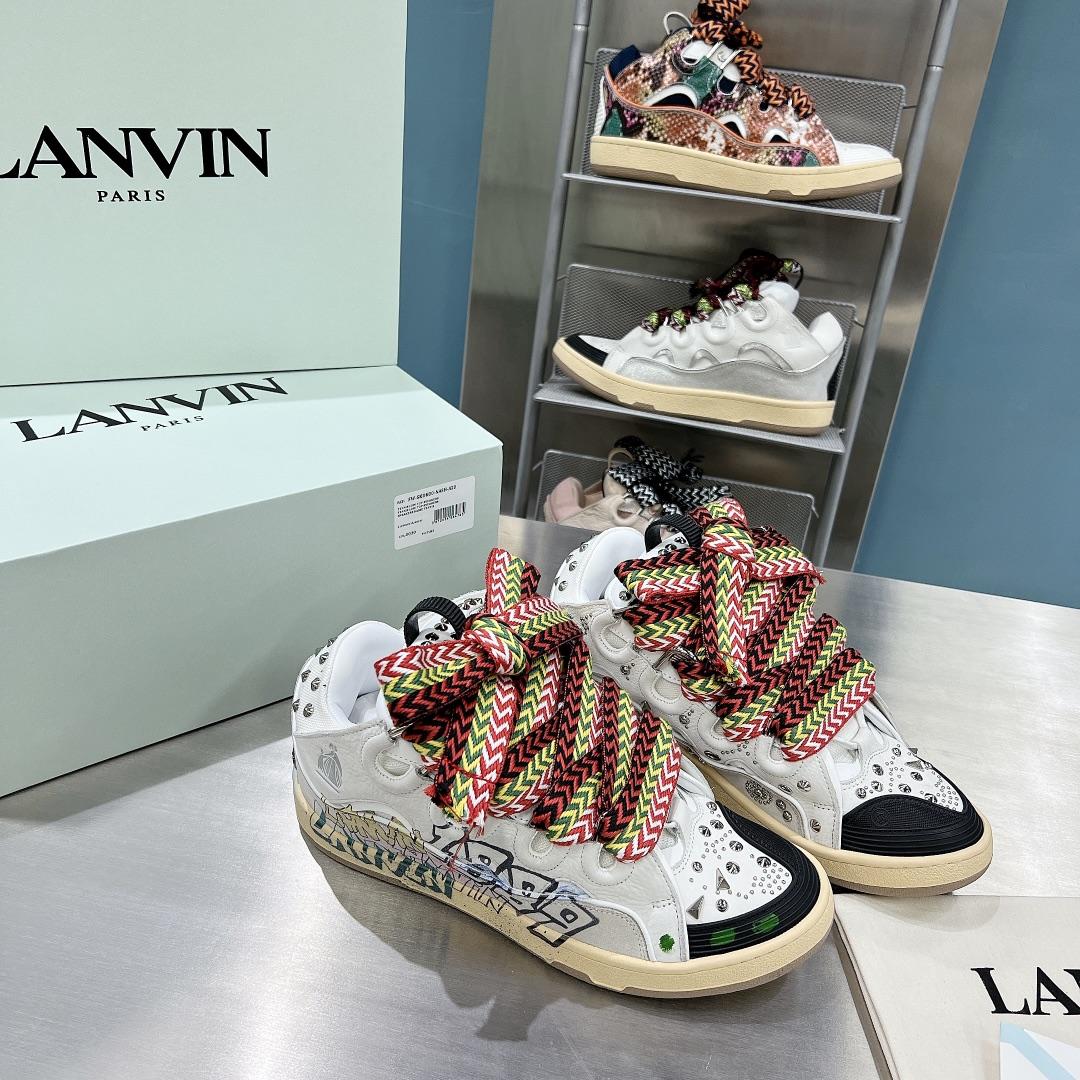 Lanvin Curb Lace Up Sneakers - DesignerGu