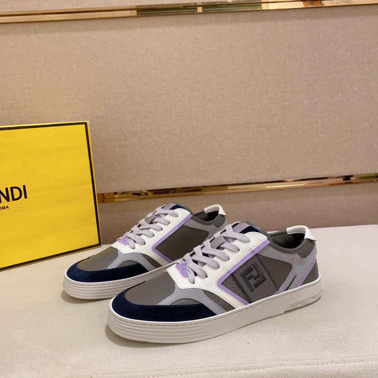 Fendi Step Gray Leather Low-tops Sneakers - DesignerGu