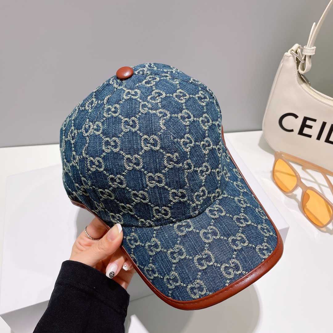 Gucci Denim Cotton And Leather Baseball Cap - DesignerGu