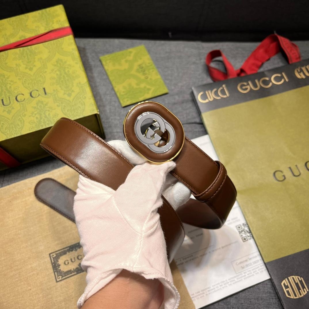 Gucci Belt With Interlocking G Buckle - DesignerGu