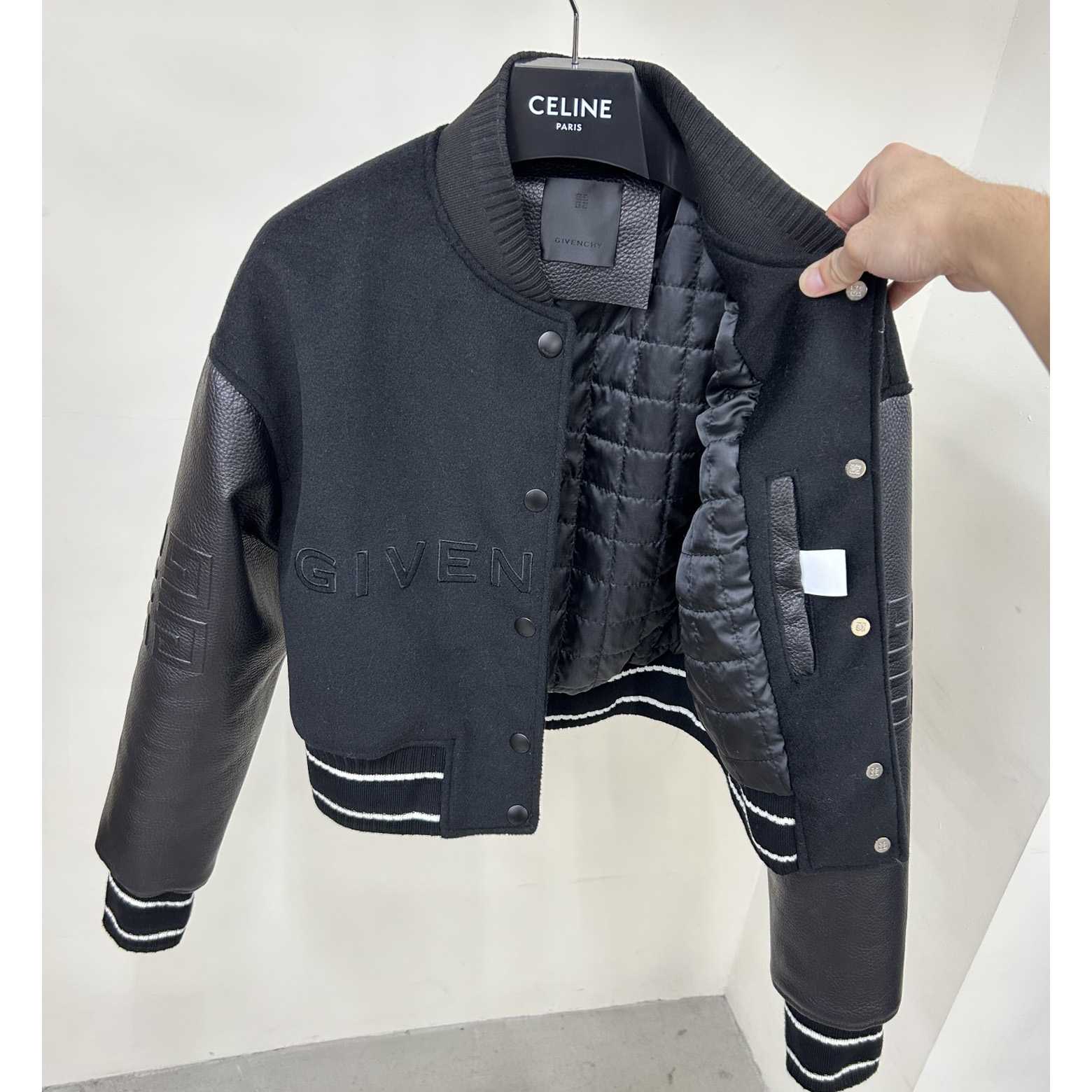 Givenchy Black Cropped Varsity Jacket - DesignerGu