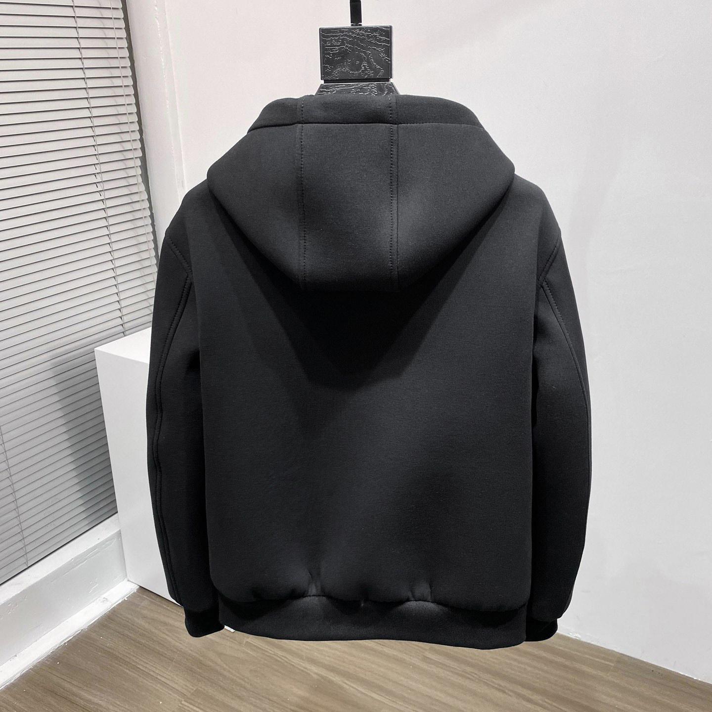 Prada Technical Fleece And Leather Hoodie Jacket - DesignerGu