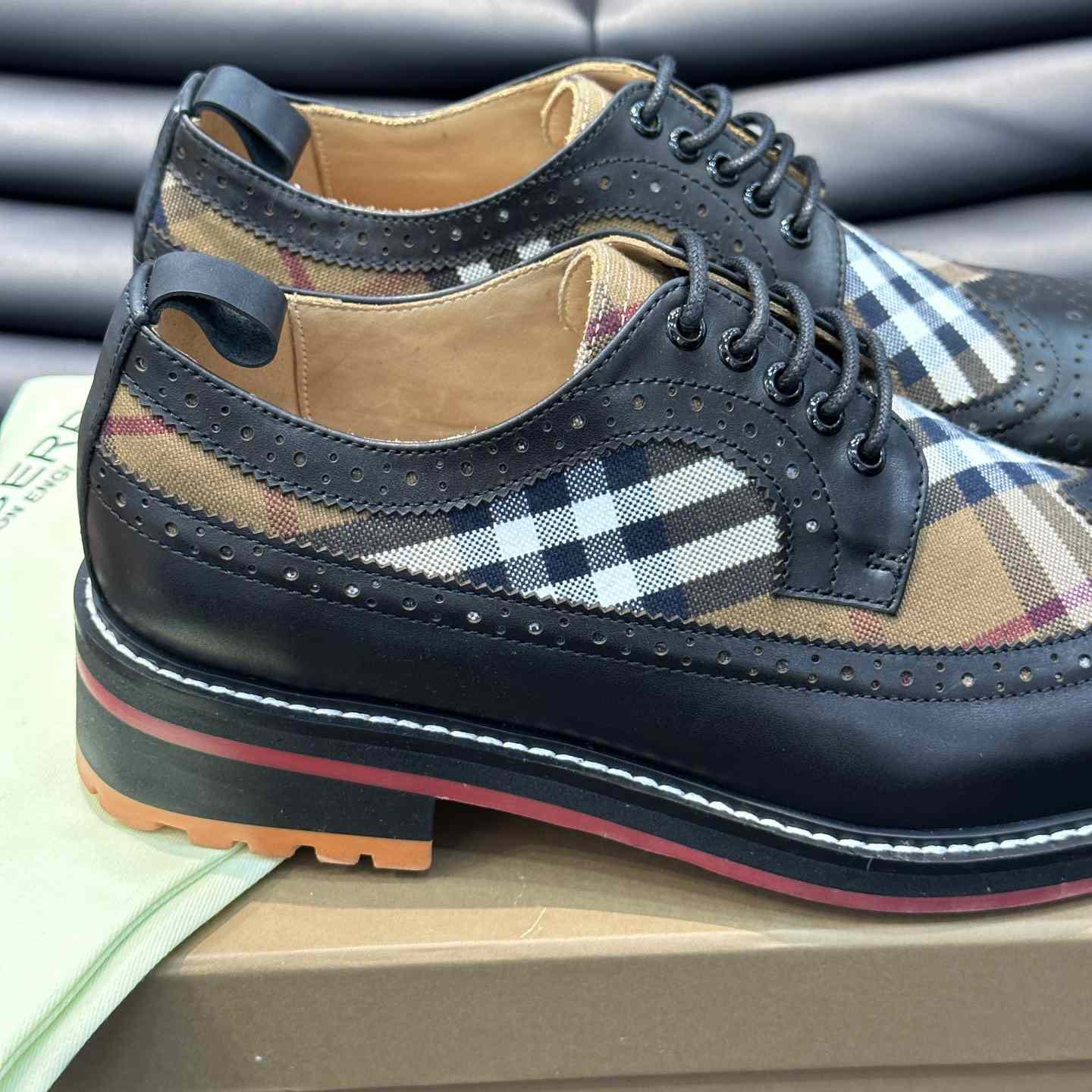 Burberry Vintage Check Paneled Derby Shoes - DesignerGu