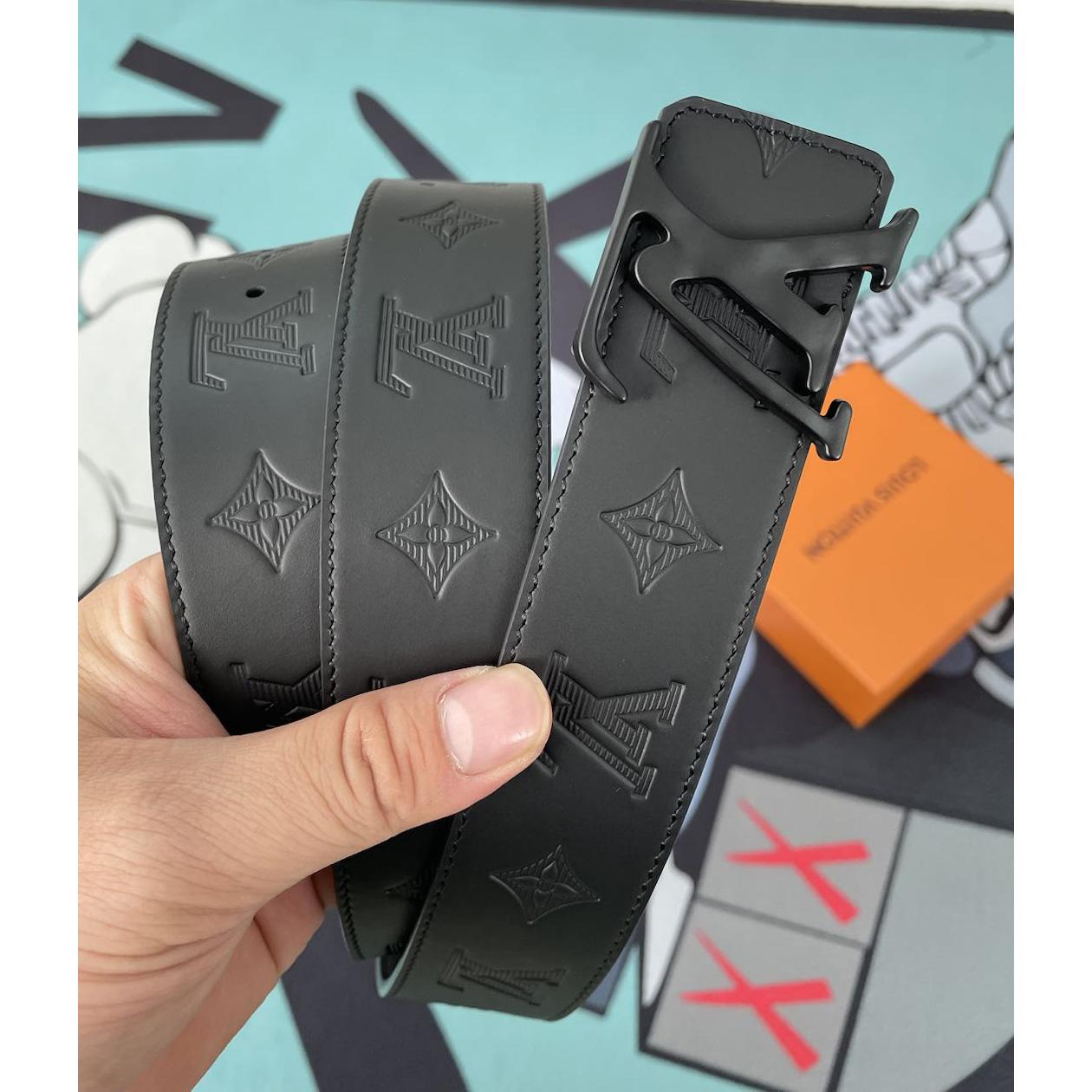 Louis Vuitton Monogram Black Leather Belt - DesignerGu