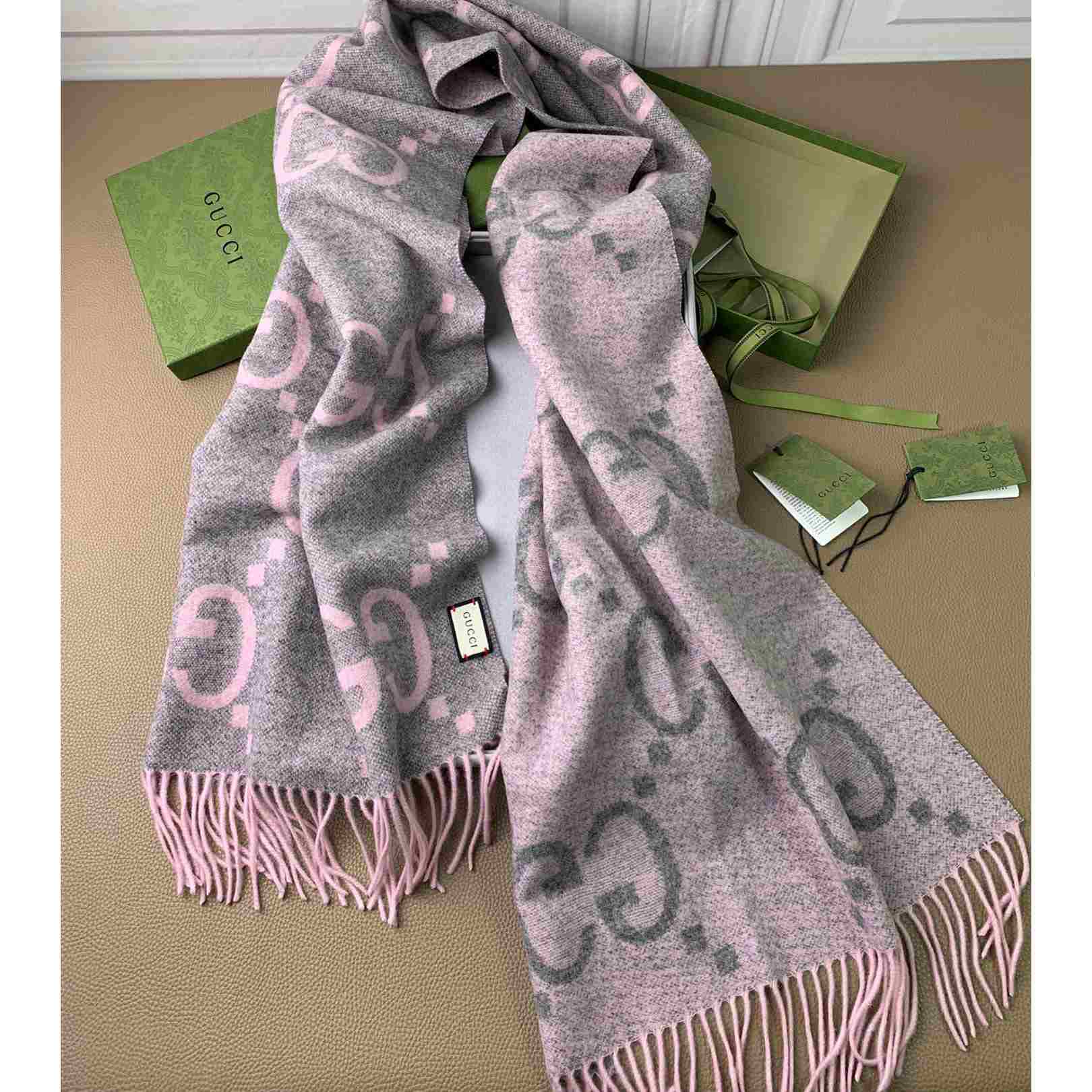 Gucci GG Cashmere Jacquard Scarf - DesignerGu