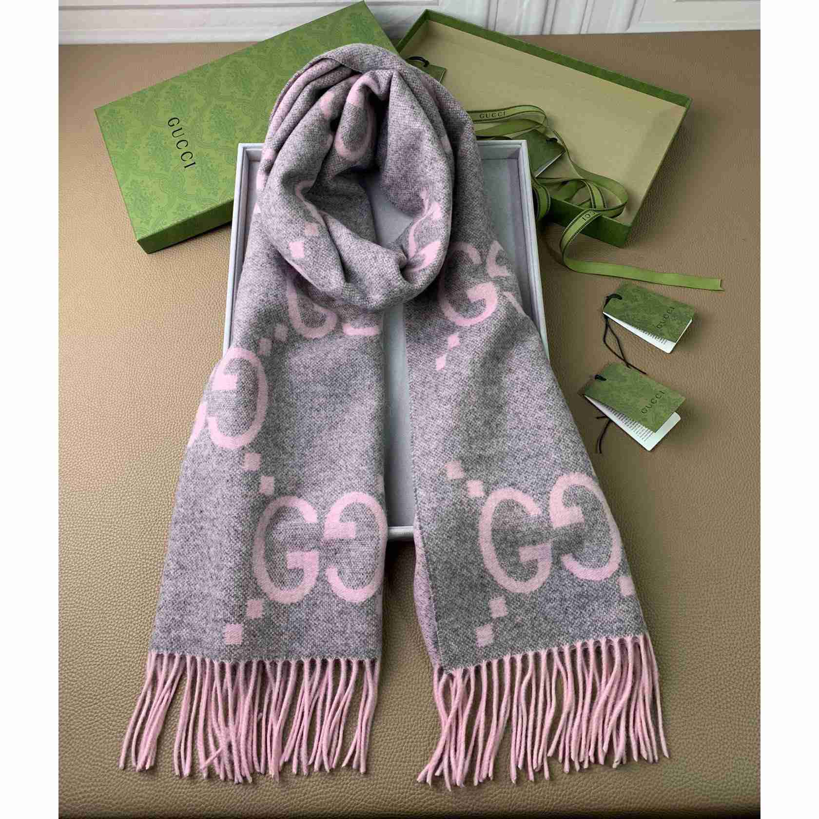 Gucci GG Cashmere Jacquard Scarf - DesignerGu