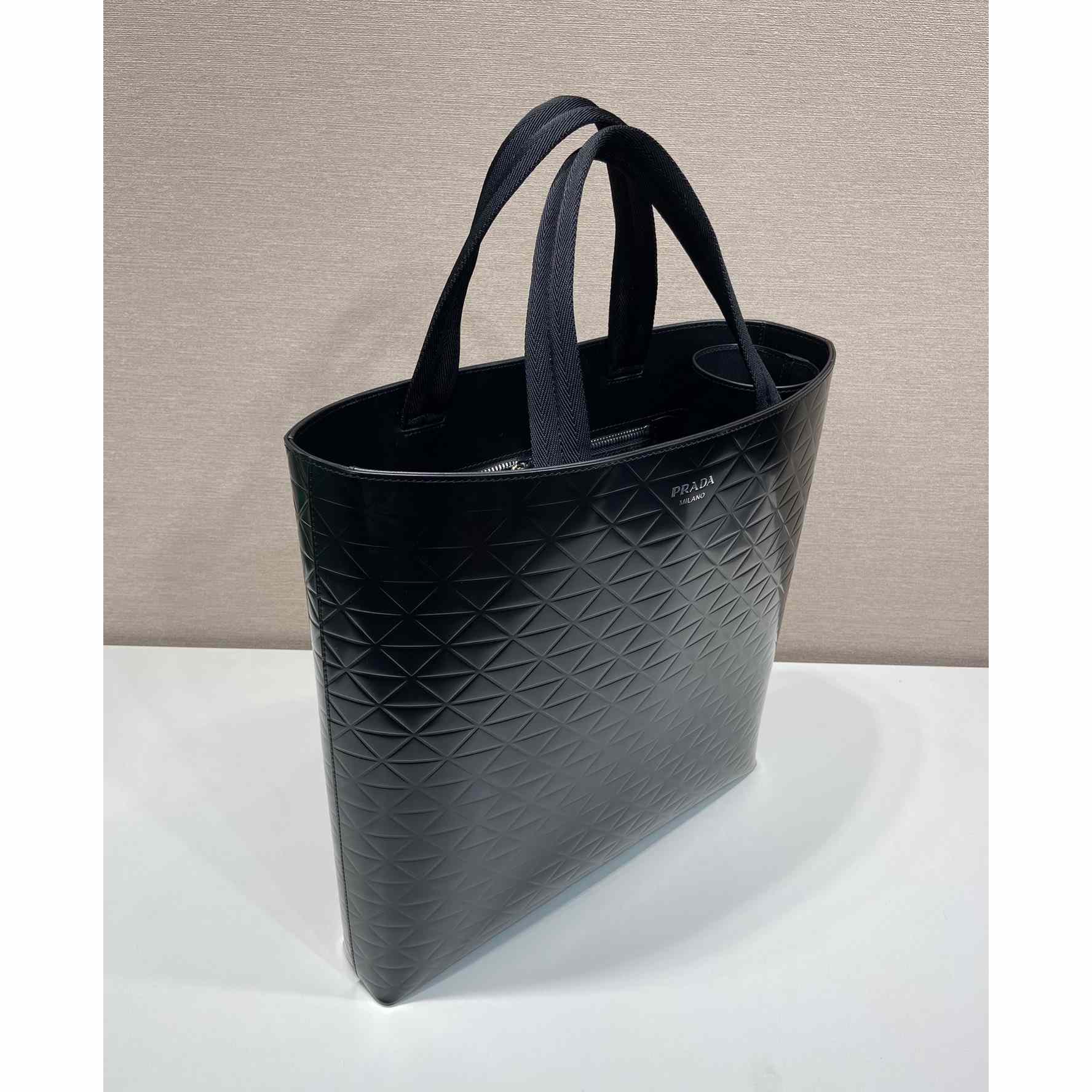 Prada Brushed Leather Tote Bag With Water Bottle - DesignerGu