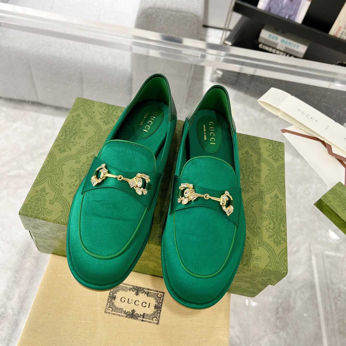 Gucci Women's Horsebit Loafer With Crystals - DesignerGu