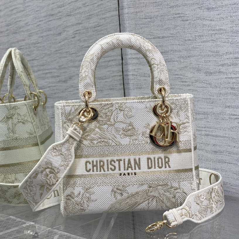 Dior Medium Embroidered Lady D-lite Bag - DesignerGu