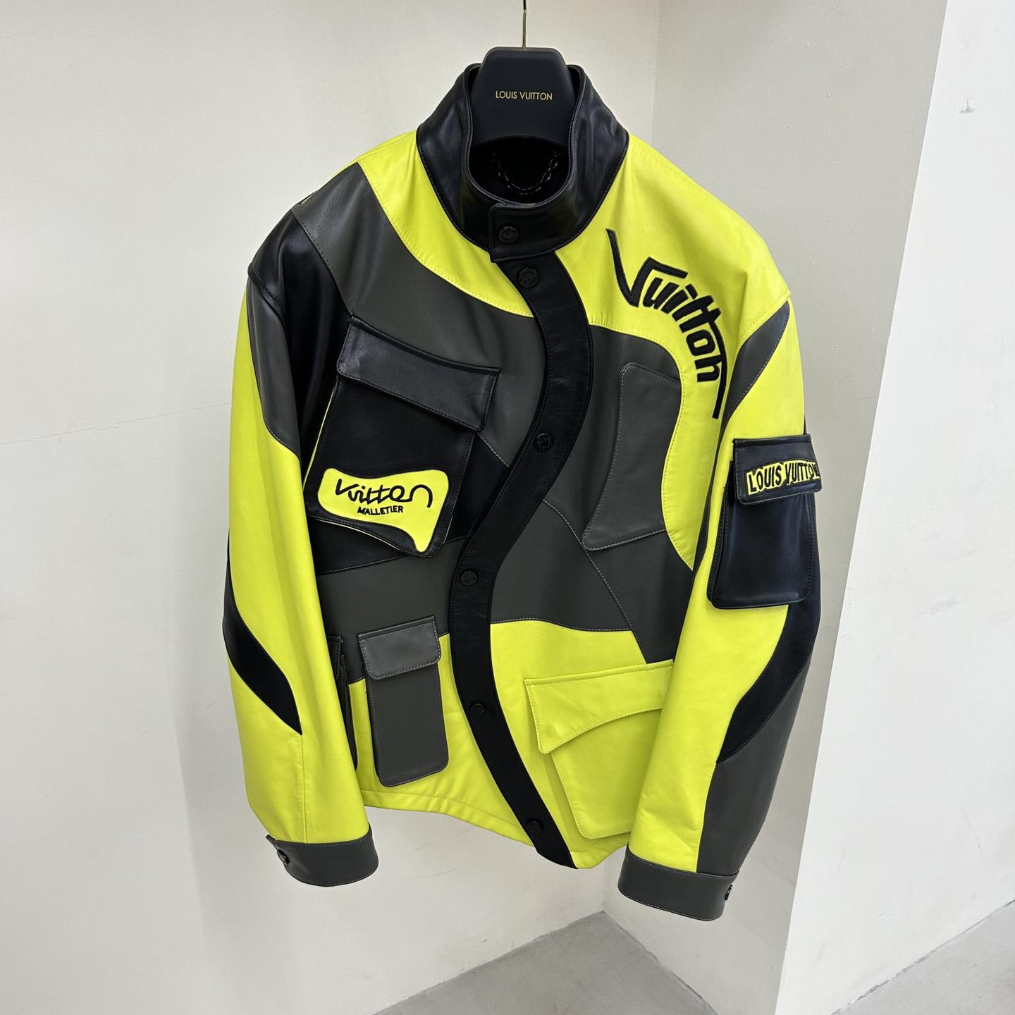 Louis Vuitton Distorted Motocycle Leather Jacket - DesignerGu