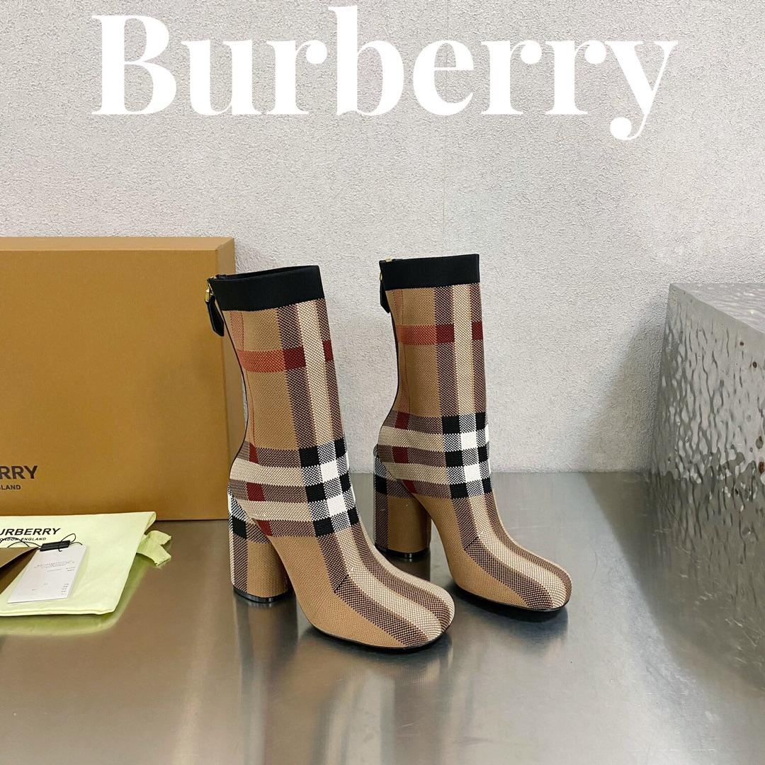 Burberry Knitted Check Sock Boots - DesignerGu