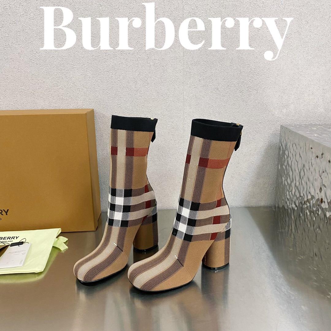 Burberry Knitted Check Sock Boots - DesignerGu