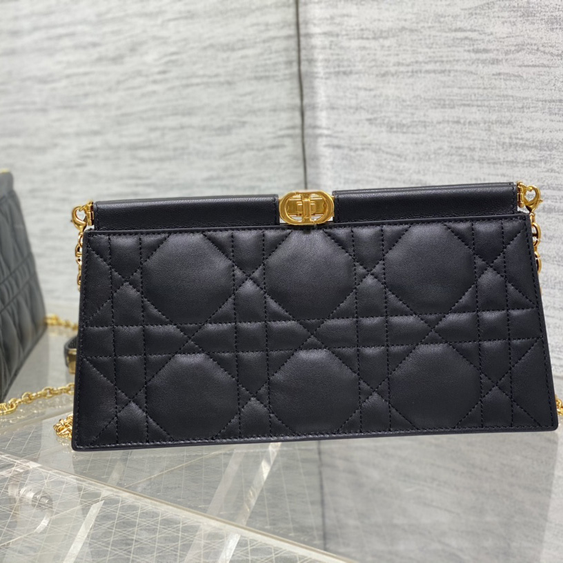 Dior Caro Colle Noire Clutch With Chain - DesignerGu