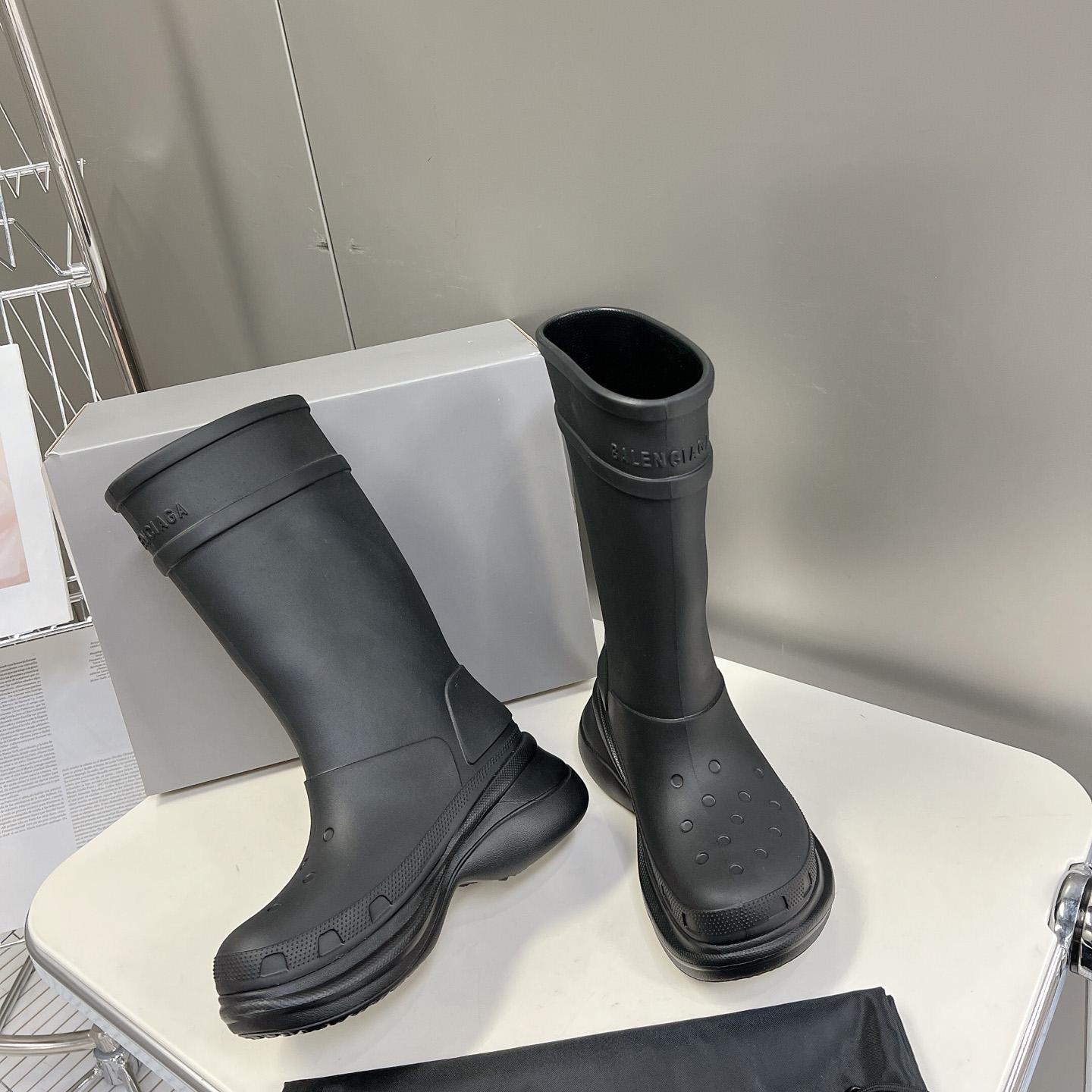 Balenciaga Crocs™ Boot In Black Rubber - DesignerGu