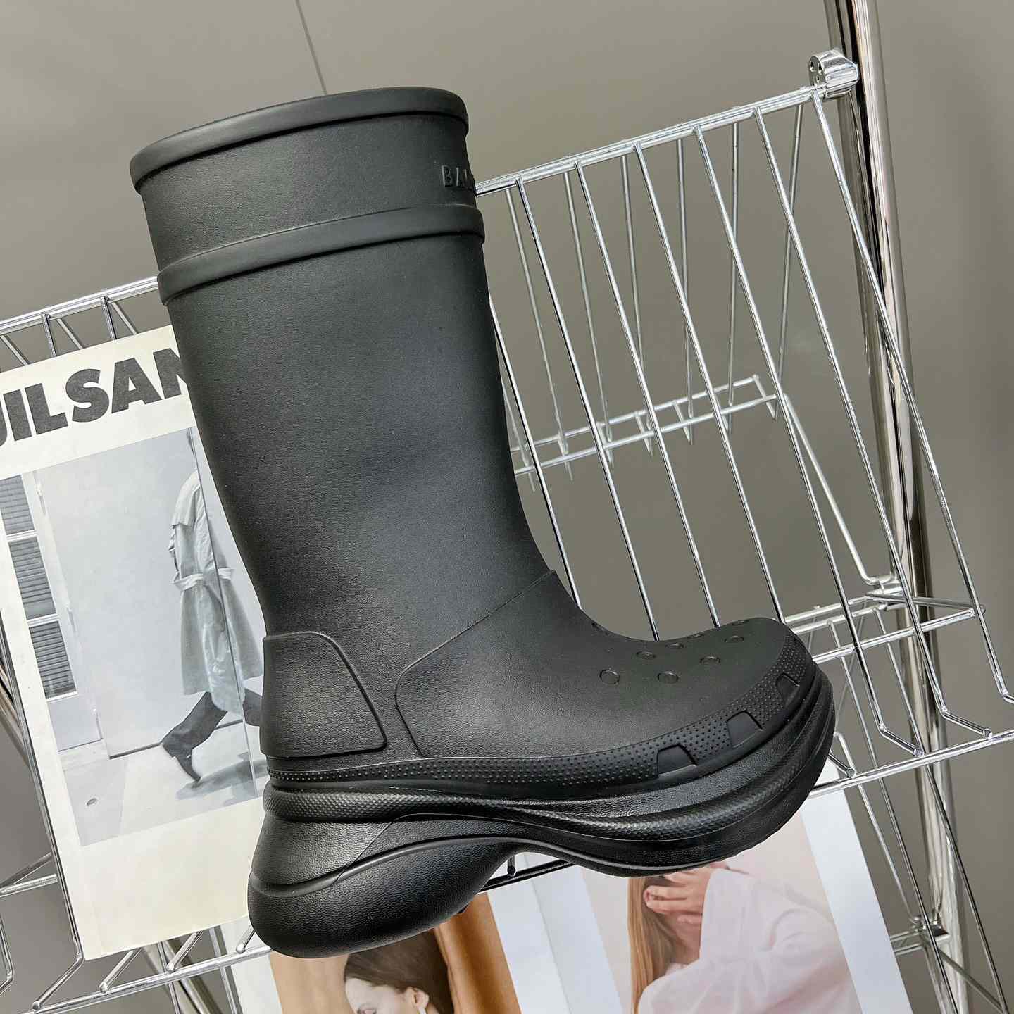 Balenciaga Crocs™ Boot In Black Rubber - DesignerGu