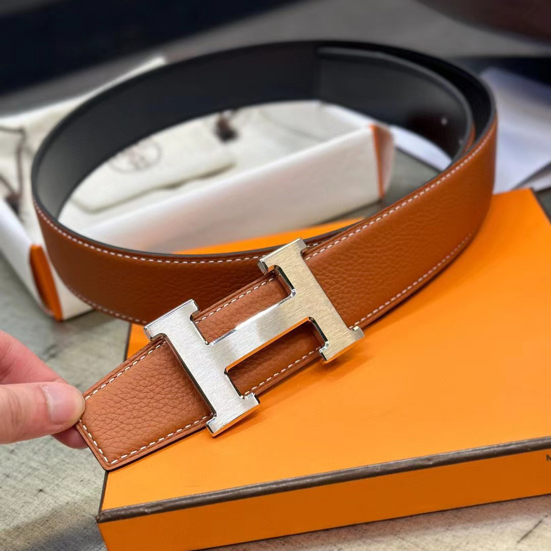 Hermes H Belt Buckle & Reversible Leather Strap - DesignerGu