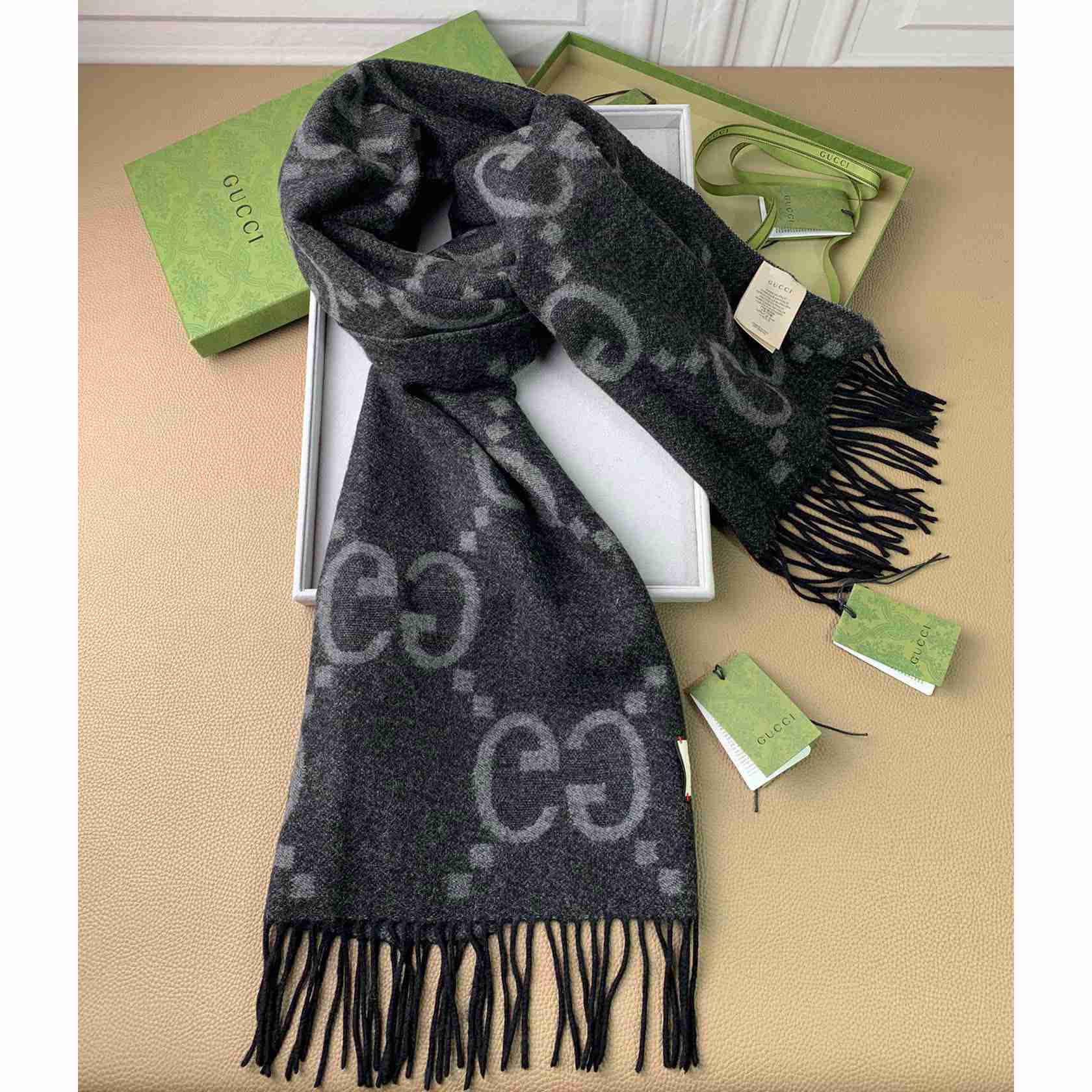 Gucci GG Wool Jacquard Scarf - DesignerGu