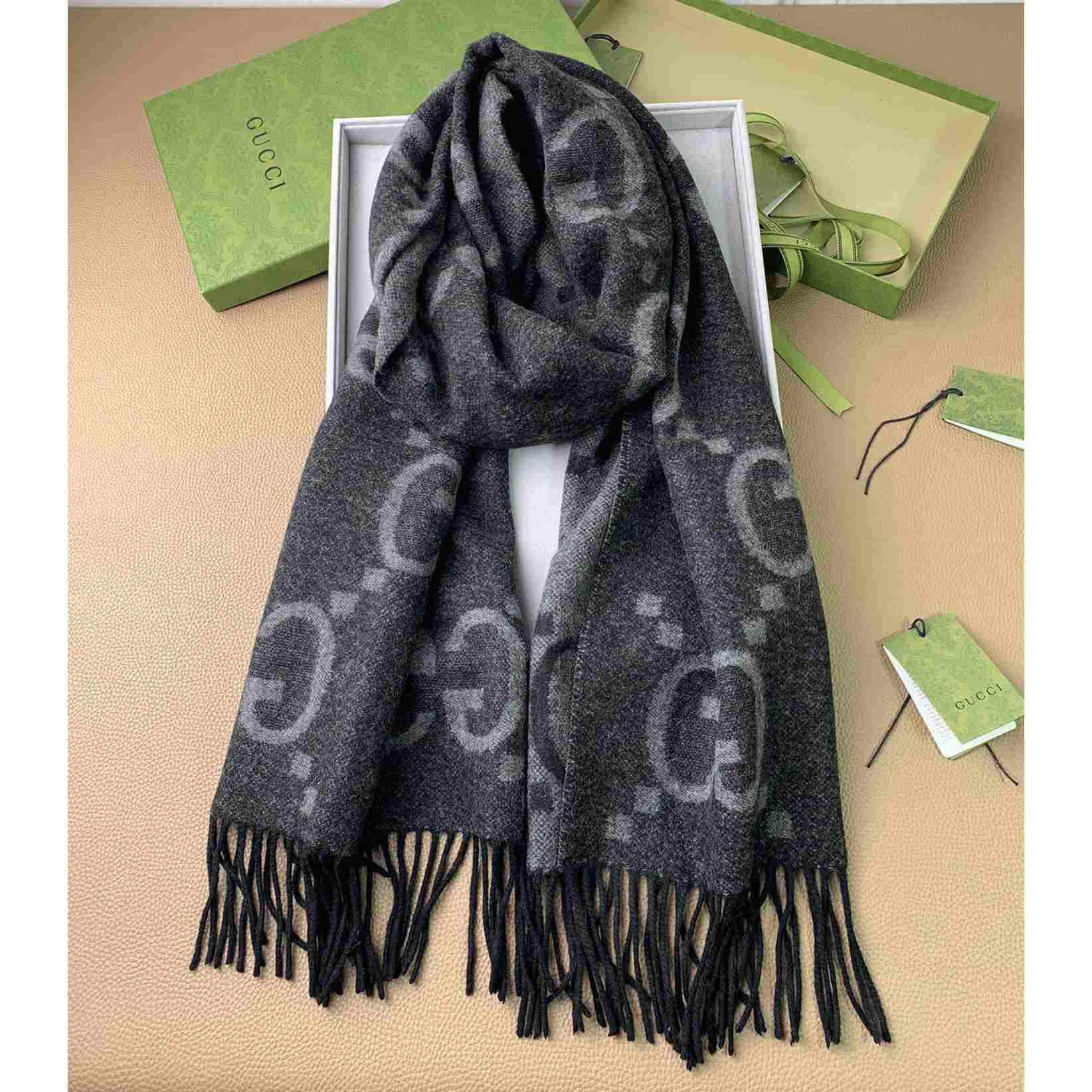 Gucci GG Wool Jacquard Scarf - DesignerGu