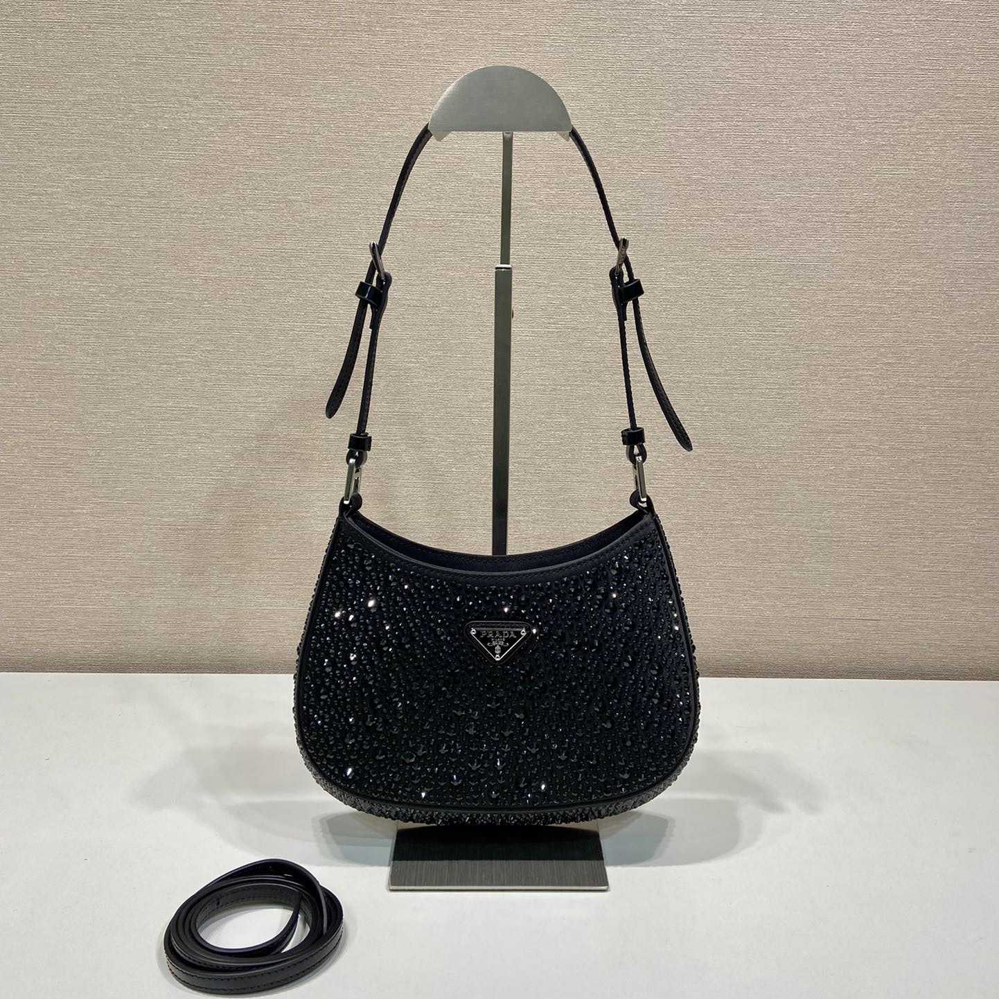 Prada Cleo Satin Bag With Crystals - DesignerGu