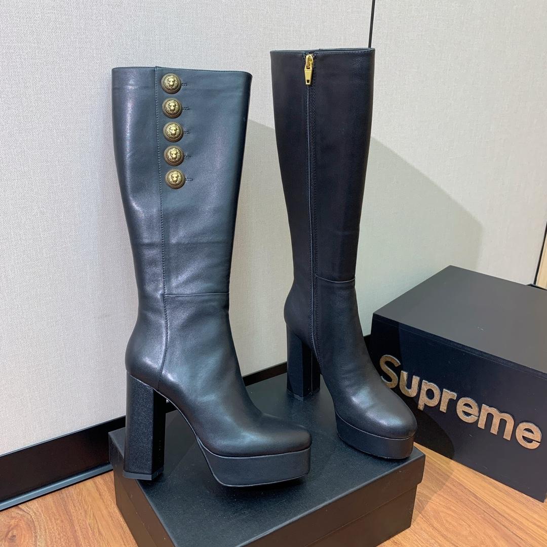Balmain Brune Leather Boots - DesignerGu