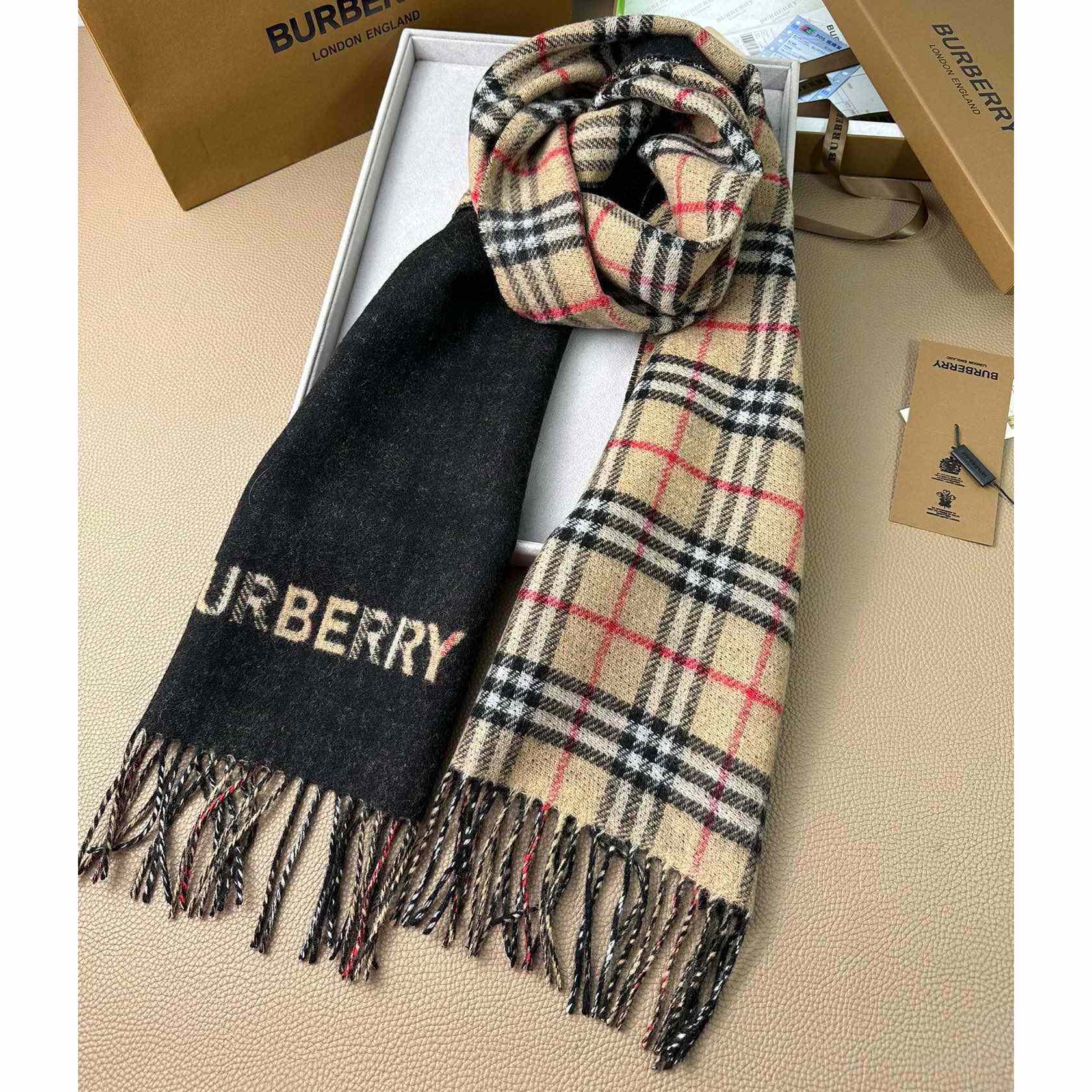 Burberry Reversible Check Cashmere Scarf - DesignerGu