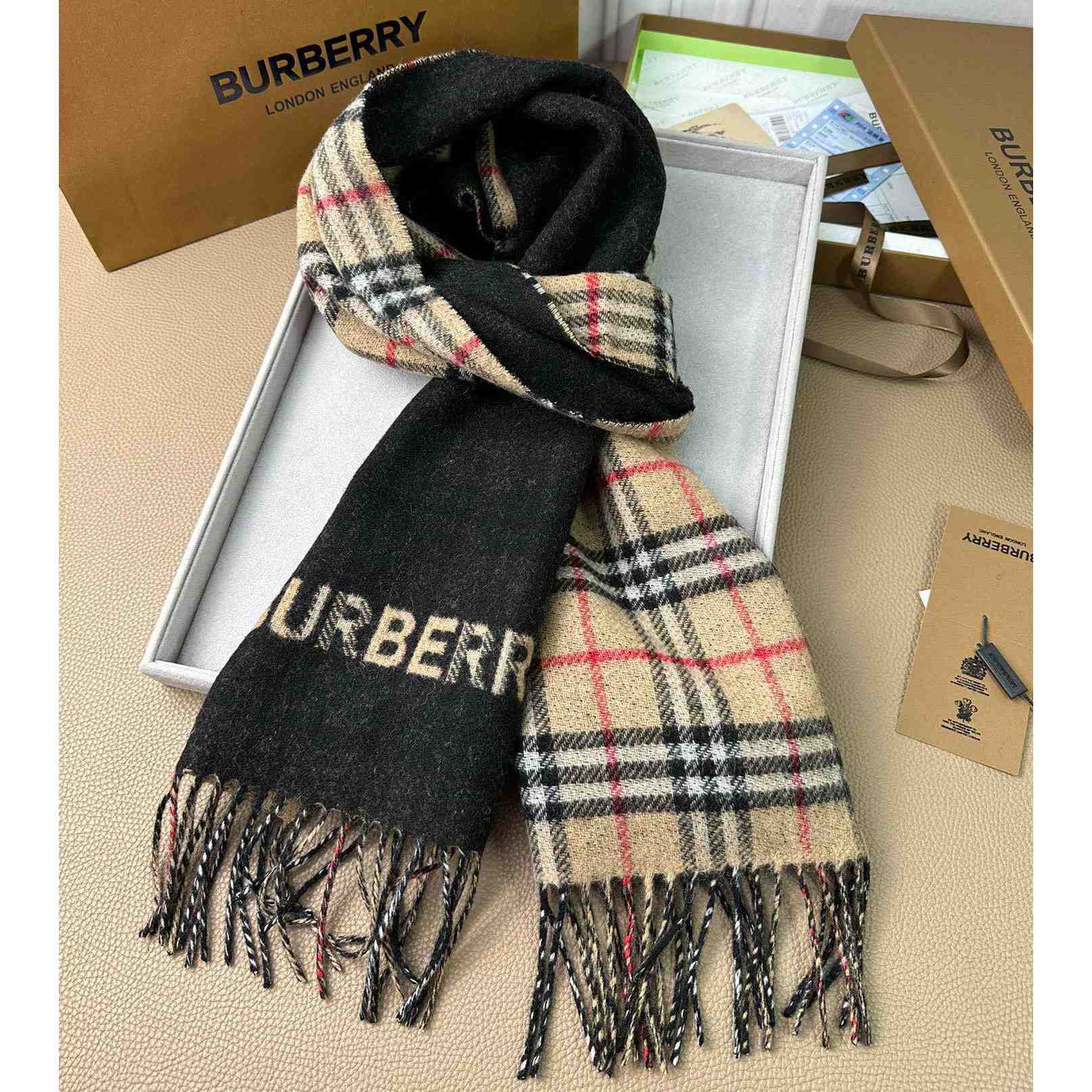 Burberry Reversible Check Cashmere Scarf - DesignerGu