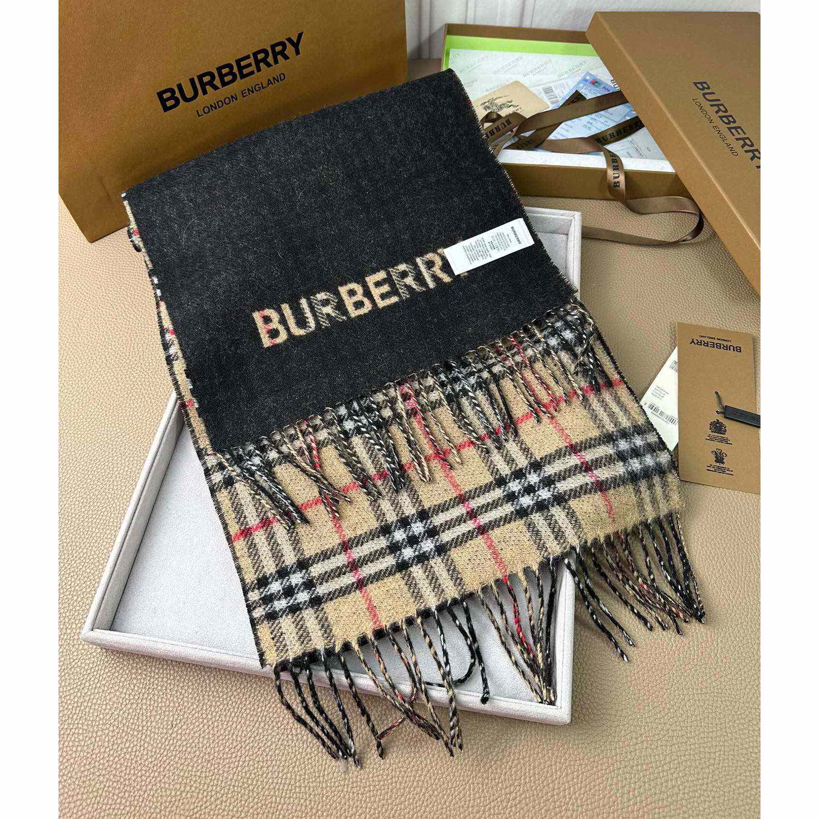 Burberry Reversible Check Cashmere Scarf - DesignerGu